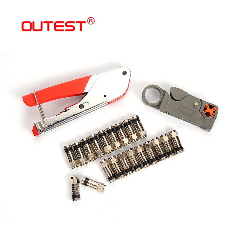  OUTEST RG59/RG6 coaxial cable crimping plier +cable cutter coax+coaxial cable coupler Network cable