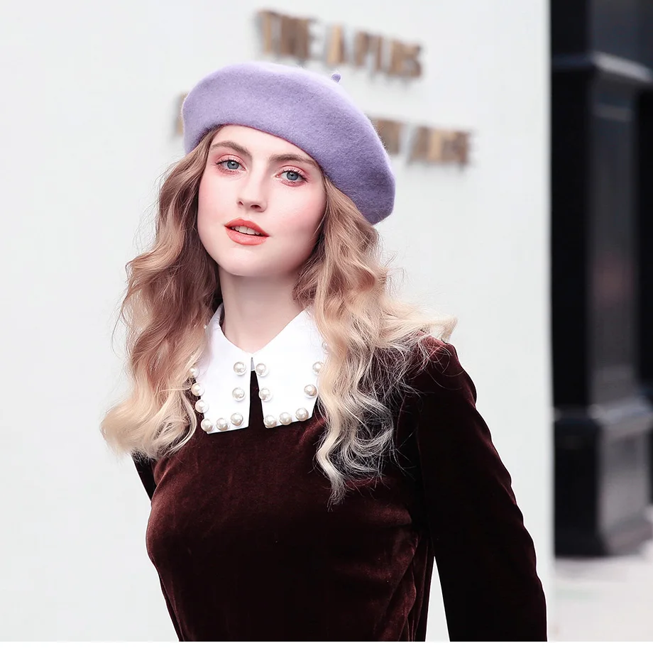 Handmade Wool Beret Hat With Needle-Felted Patterns – Unique Winter Beanie For Women