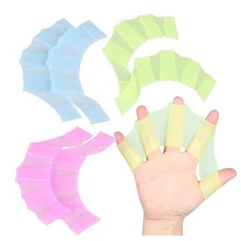 

High Quality 1 Pair Frogs Silicone Swimming Hand Pin Flippers Palm Finger Webbed Gloves Paddle S M L for Adult and Child