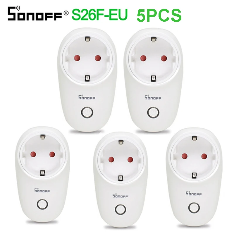 

SONOFF S26 Wifi Smart Socket EUEU F Plug 220V Wireless Remote Control Power Wall Outlet Light Switch Timer 10A Alexa Google Home