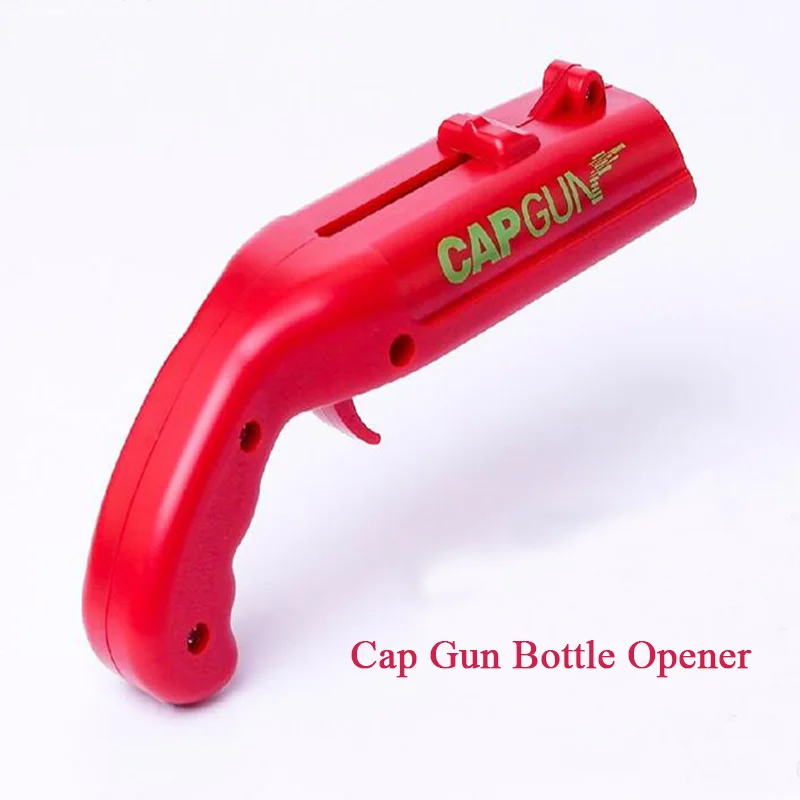 Пистолет для стрельбы, креативная пусковая открывашка для пивных бутылок, открывалка для консервных банок, пружинная Крышка для катапульты, пусковая панель, инструмент для открывания напитков - Цвет: red