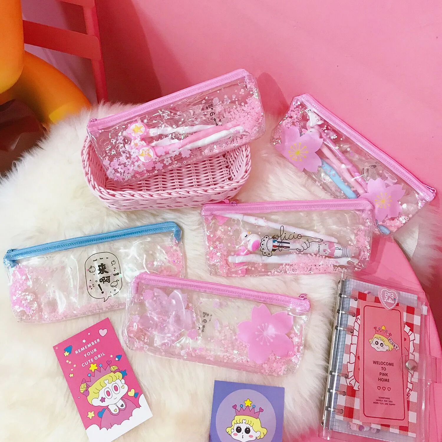 

Cimemo Transparent pencil case for student girl, cute kawaii pencil case, liquid pencil bag,school Stationery box Wholesale