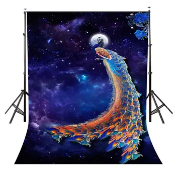 

150x220cm Ultra Violet Night Sky View Backdrop Beautiful Peacock Photography Background