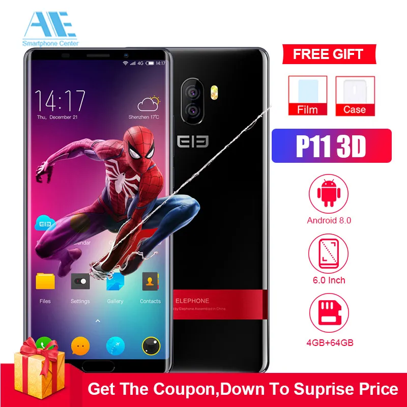 Elephone P11 3D 4G LTE 6 0 дюймов Android 8 Helio X25 Deca Core 2 5 ГГц 4 Гб ОЗУ 64 ПЗУ 16 Мп задняя камера