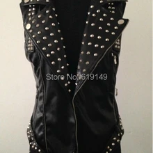 Кожаный жилет с заклепками в стиле панк кожаный мотоциклетный жилет для ночного клуба певица сценический мужской модный бренд DS костюмы одежда/S-XL