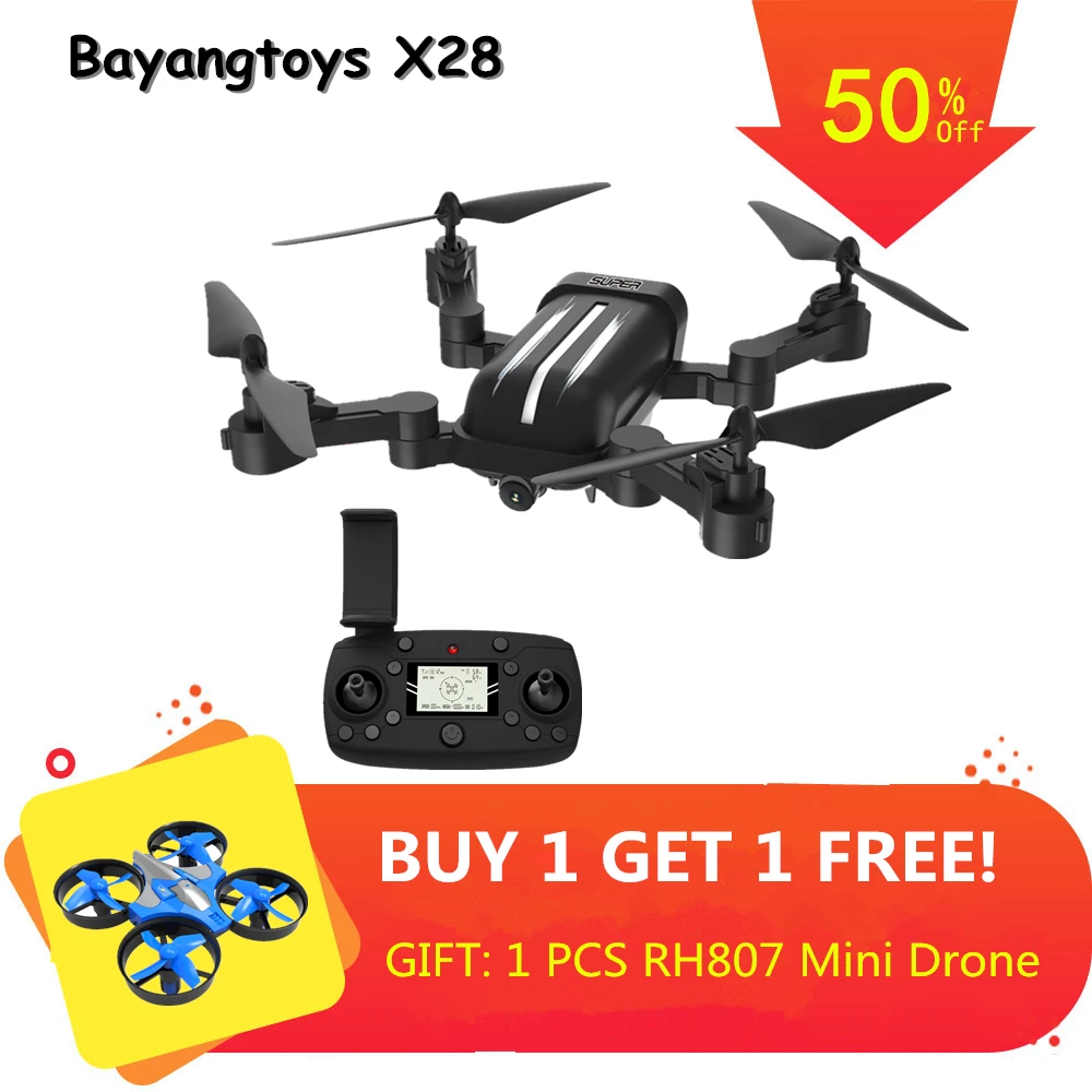 Bayangtoys X28 бесщеточный Квадрокоптер с камерой 1080P RC вертолет складной GPS Дрон VS