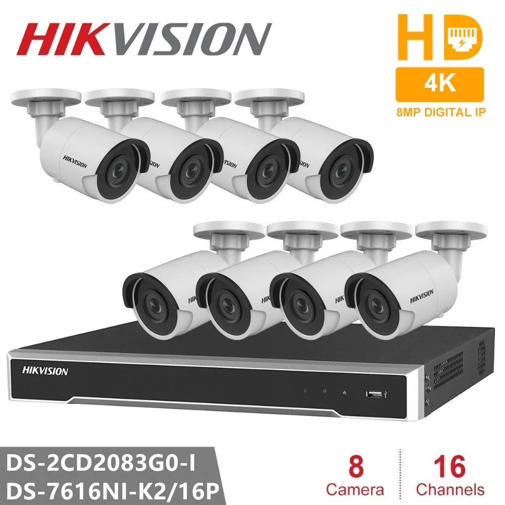 Камера видеонаблюдения Hikvision 16 каналов 4K NVR + 8 шт. камера безопасности Мп POE