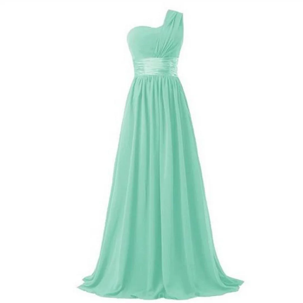 Elegant One Shoulder A Line Chiffon Long Bridesmaid Dress - My Wedding ...