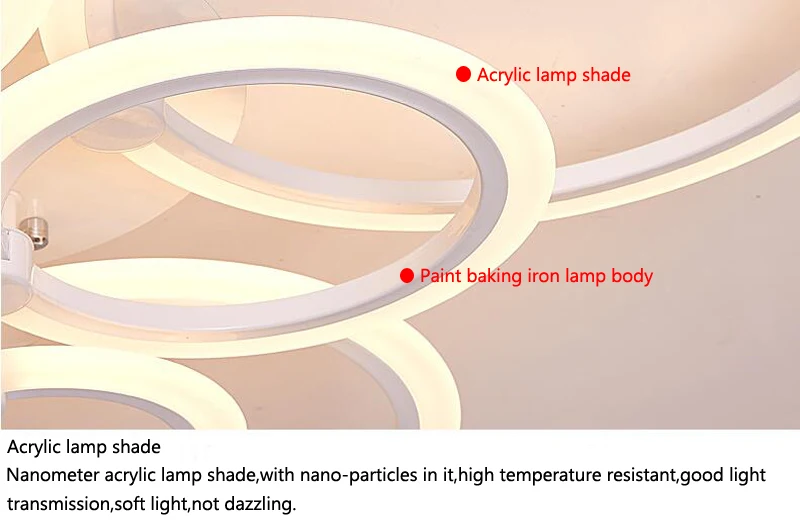 Акриловое кольцо Круглый Обеденный потолочный светильник кухонная Светодиодная лампа спальня 110 В 220 в современный домашний светильник для спальни светильник для дома
