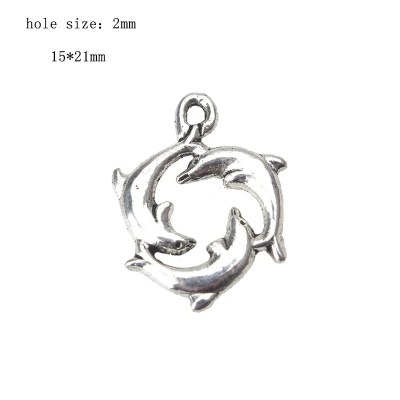 10 шт./лот подвеска из легированной стали Silvertone Dolphin для DIY брелок ожерелье