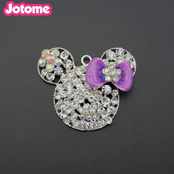 

Factory Rhinestone purple bow tie mouse Pendant nacklace