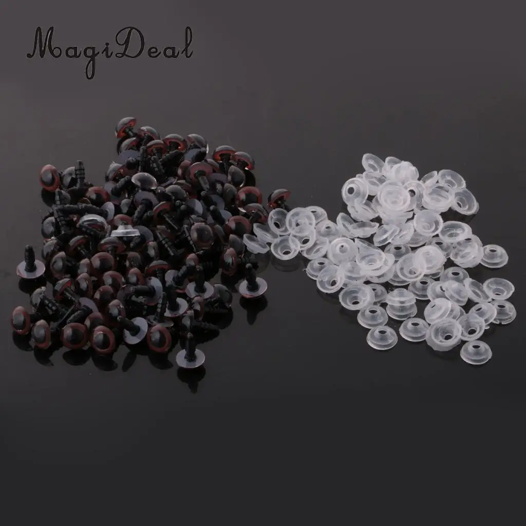 100Pcs 8-12mm Plastic Safety Screw Eyes Kit for Teddy Bear Doll Plush Animal DIY Making Accessories Toys