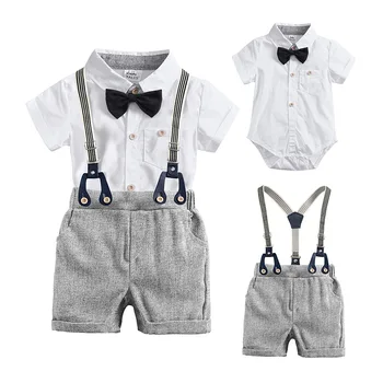 

WASAILONG Boys' clothes suit Boy's white robes bib collar bow tie gentleman three-piece children's suit