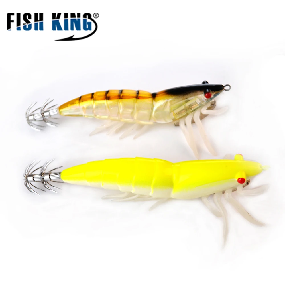 

FISHKING 1PC Squid jig fishing bait shrimp Isca Artificial Fishing Lures Octopus Wood Shrimp 92mm Soft Lure Weight 20g