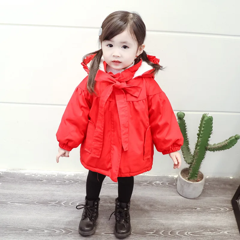 

winter girls coats new 2019 children fashion solid color cotton thick plus velvet outerwear girls kids casual warm hooded coats