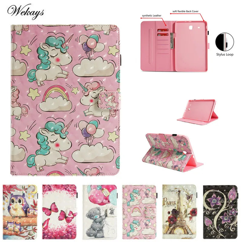 Case for Samsung Tab E 9.6'' Tablet Stand PU Leather 3D Cartoon Owl Unicorn For Samsung Galaxy Tab E 9.6 T560 T561 Cover Fundas Case for Samsung Tab E 9.6'' Tablet Stand PU Leather 3D Cartoon Owl Unicorn For Samsung Galaxy Tab E 9.6 T560 T561 Cover Fundas