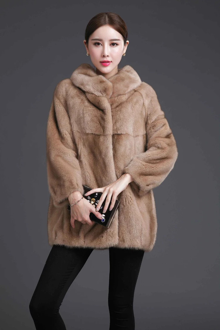 New Real Mink fur coat women Winter thick warm Natural fur outwear ...