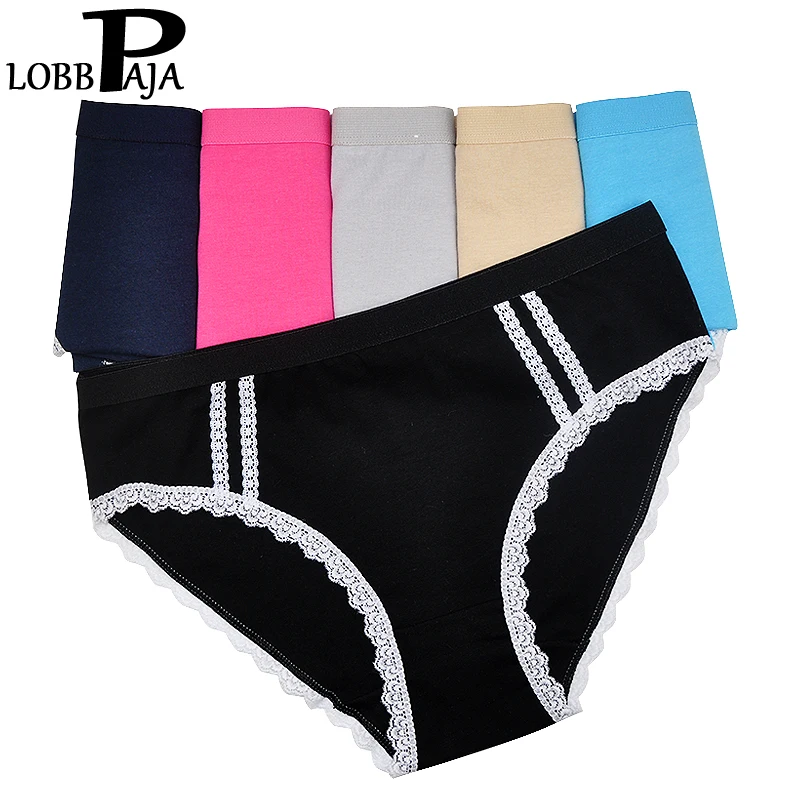 6 шт./партия женские хлопковые трусы бикини с завышенной талией|lace bikini panties|briefs