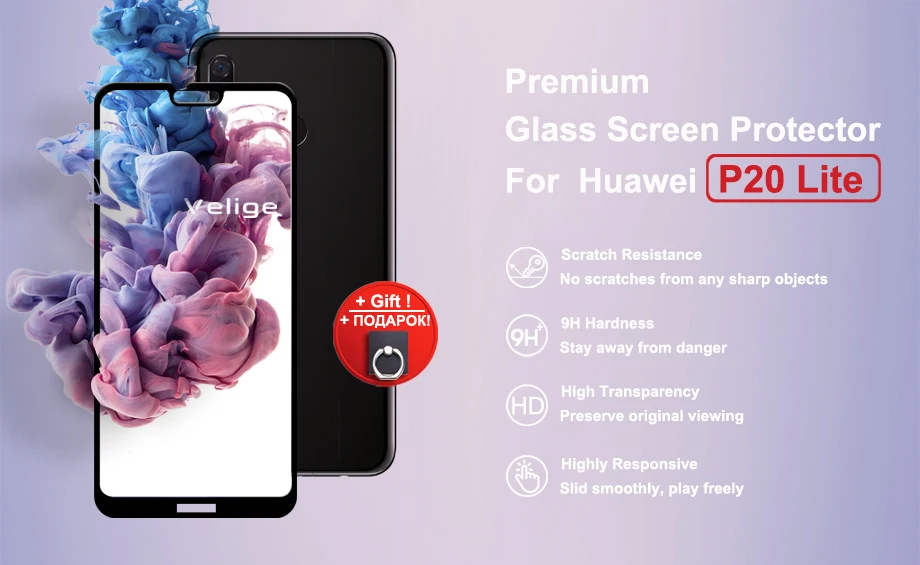 Velige Full Cover Tempered Glass for Huawei P20 Lite P20Lite Huaweip20 Lite Screen Protector Real 2.5D Anti-Scratch Glass Film (12)
