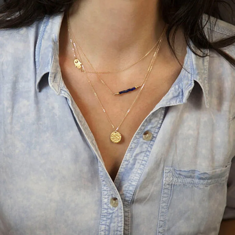 Женское колье чокер в богемном стиле многослойное ручной работы 2019|necklace chain|chain