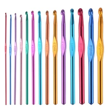 1 шт., алюминиевый крючок для вязания крючком, разноцветный микс, 2,0 мм-10,0 мм, крючки для вязания, иглы для рукоделия, пряжа, швейная игла для маминого подарка