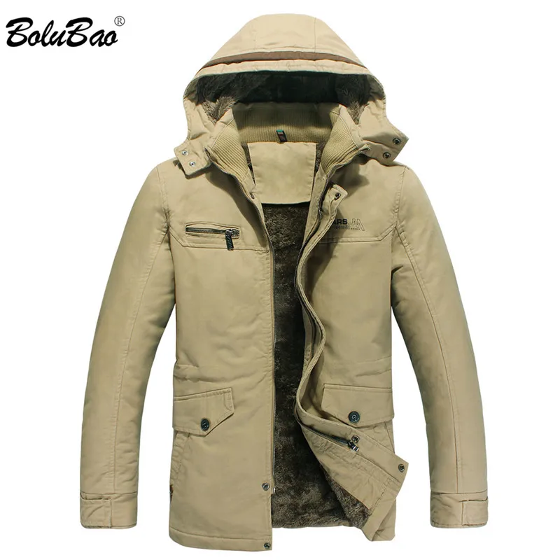 

BOLUBAO New Warm Men's Winter Parka Jacket 2019 Warm Casual Jacket Men Solid Color Windproof Waterproof Hooded Parkas Coat