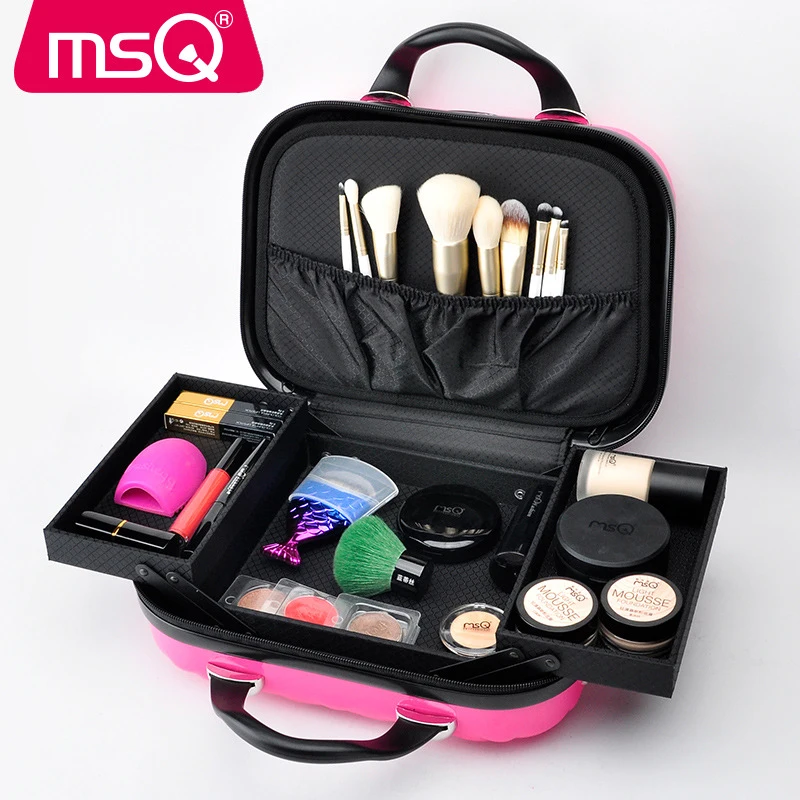 

MSQ Girls Portable Professional Cosmetic Case 4 Color Optional Bride with Multi-layer Makeup Artist Special Box Makeup Tools