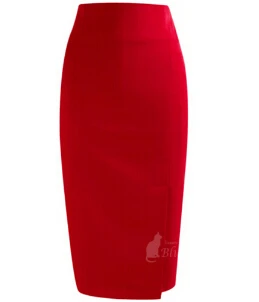 S-3XL модные юбки для женщин женские посылка хип Высокая Талия до колена Длина офисная OL профессия юбка-карандаш 5 цветов - Цвет: Красный