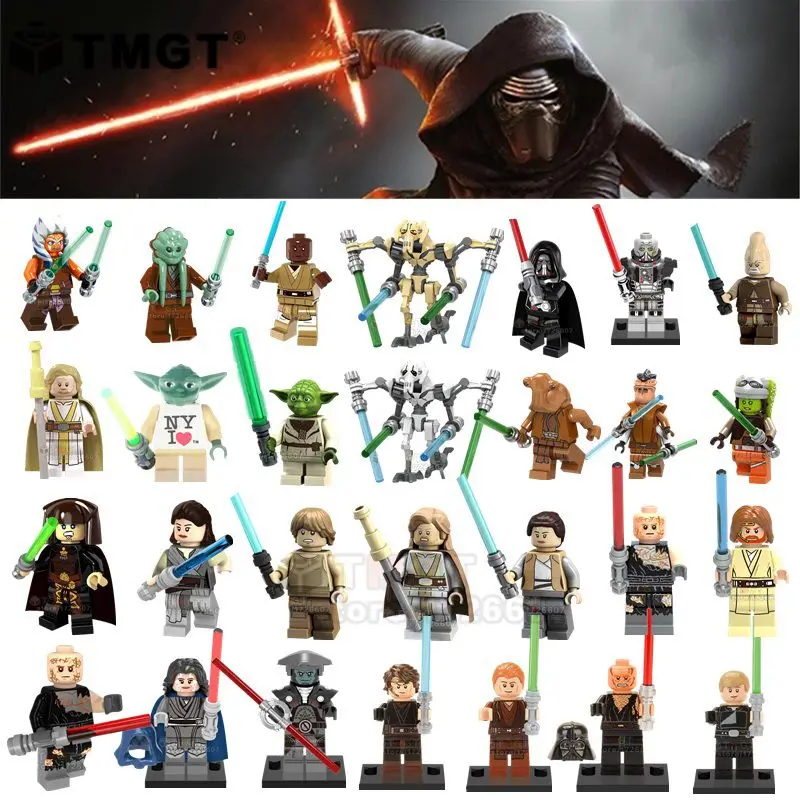 

Single Blocks Lightsaber Pong Krell Master Yoda Ithorian Rey Ahsoka Tano Kit Fisto Building Blocks Toys For Children