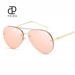FEIDU Лидер продаж металлический Для женщин солнцезащитные очки для женщин, фирменный дизайн, зеркальные линзы, солнцезащитные очки для