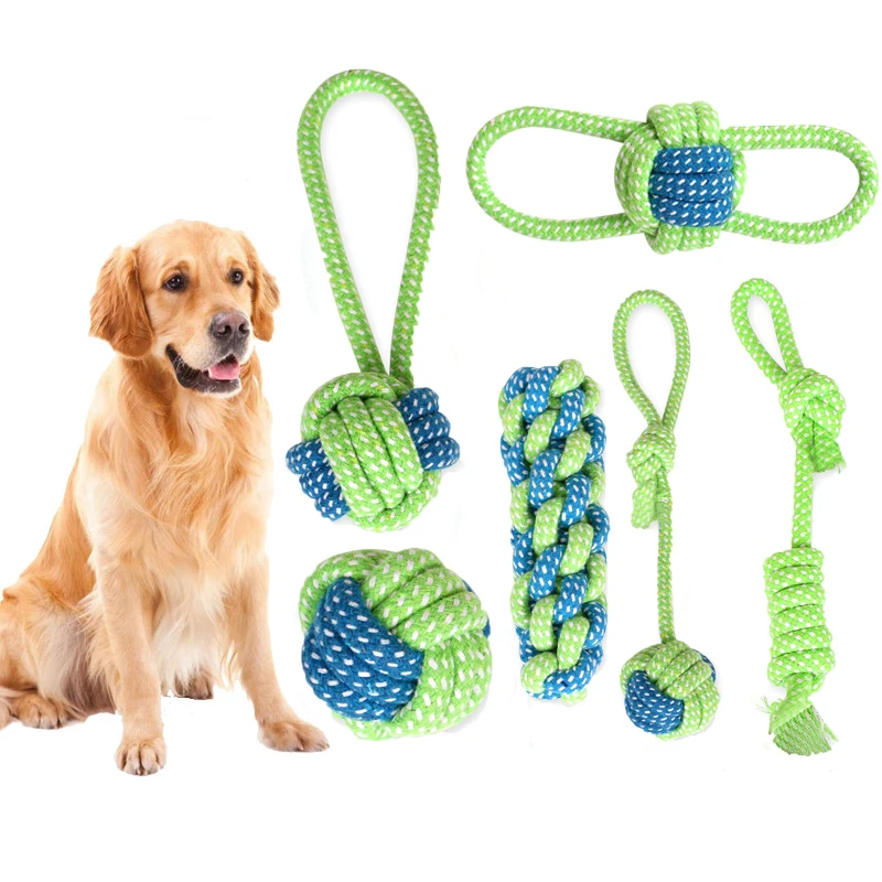 Pet Dog Toys Puppy Cotton Chew Knot Toy for Big Dog Ball Durable Braided Bone Rope Funny Tool