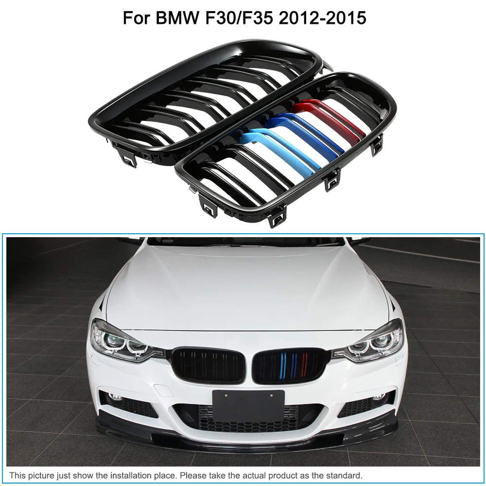 

One Pair Car Style Front Gloss Black M-color Grilles for BMW F30 F35 2012-2015