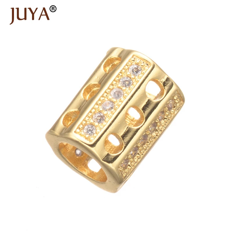 

Supplies For Jewelry Wholesale Tube Shape Bead 3 Hole Hollow Big Hole CZ Spacer Beads For Handmade Jewelry Making Accessories