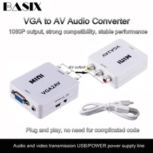 Basix 1080P VGA Zu AV RCA Konverter mit 3,5mm Audio VGA2AV/CVBS Adapter für PC Zu HD TV Konvertieren NTSC PAL SXGA Vga Zu AV Kabel
