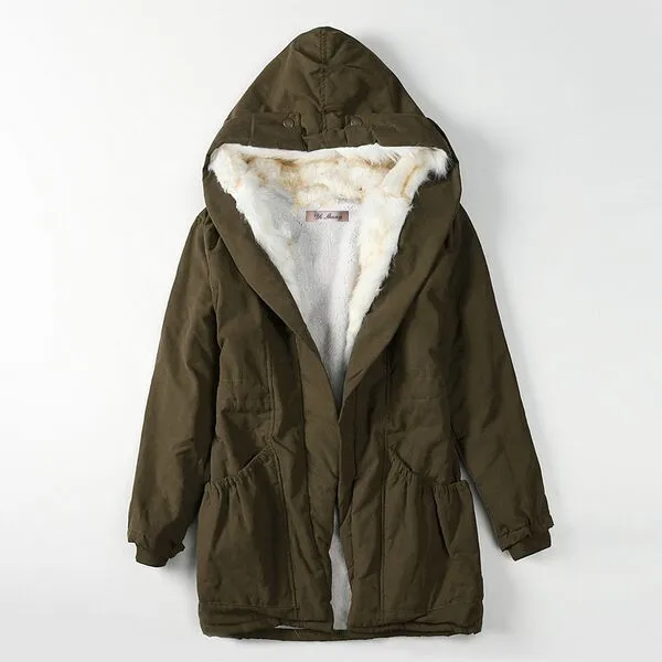 

Womens Hooded Warm Coats Parkas with Faux Fur Jackets