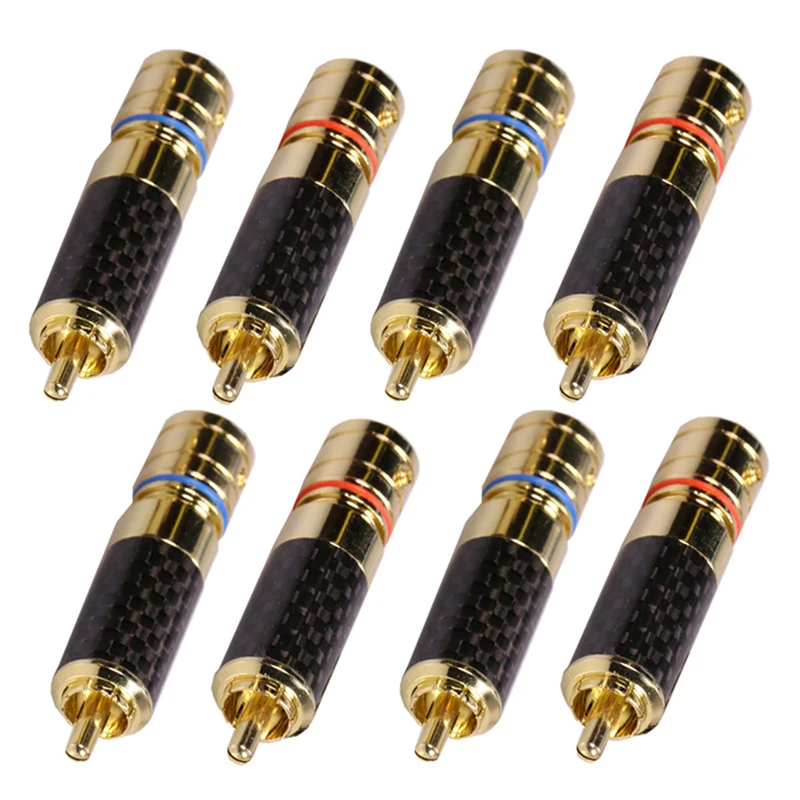 2Pcs/1pair High Quality Gold Plating RCA Jack Connector Male Plug Support Max 8mm Cable | Обустройство дома