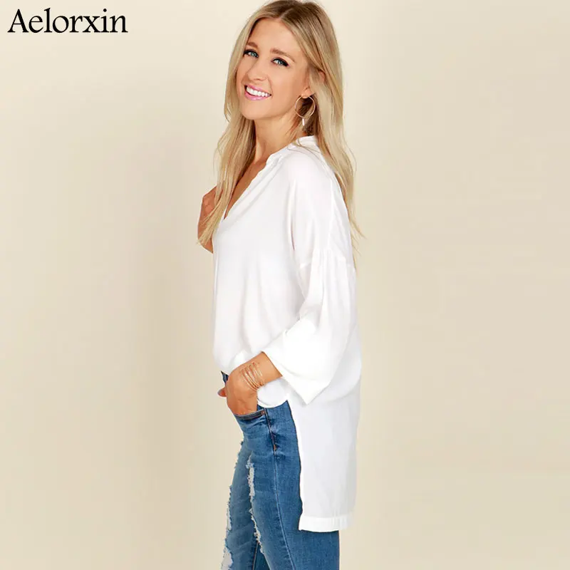 Hot Split Neck Plain Chiffon Long Sleeve Blouse Hot Split Neck Plain Chiffon Long Sleeve Blouse