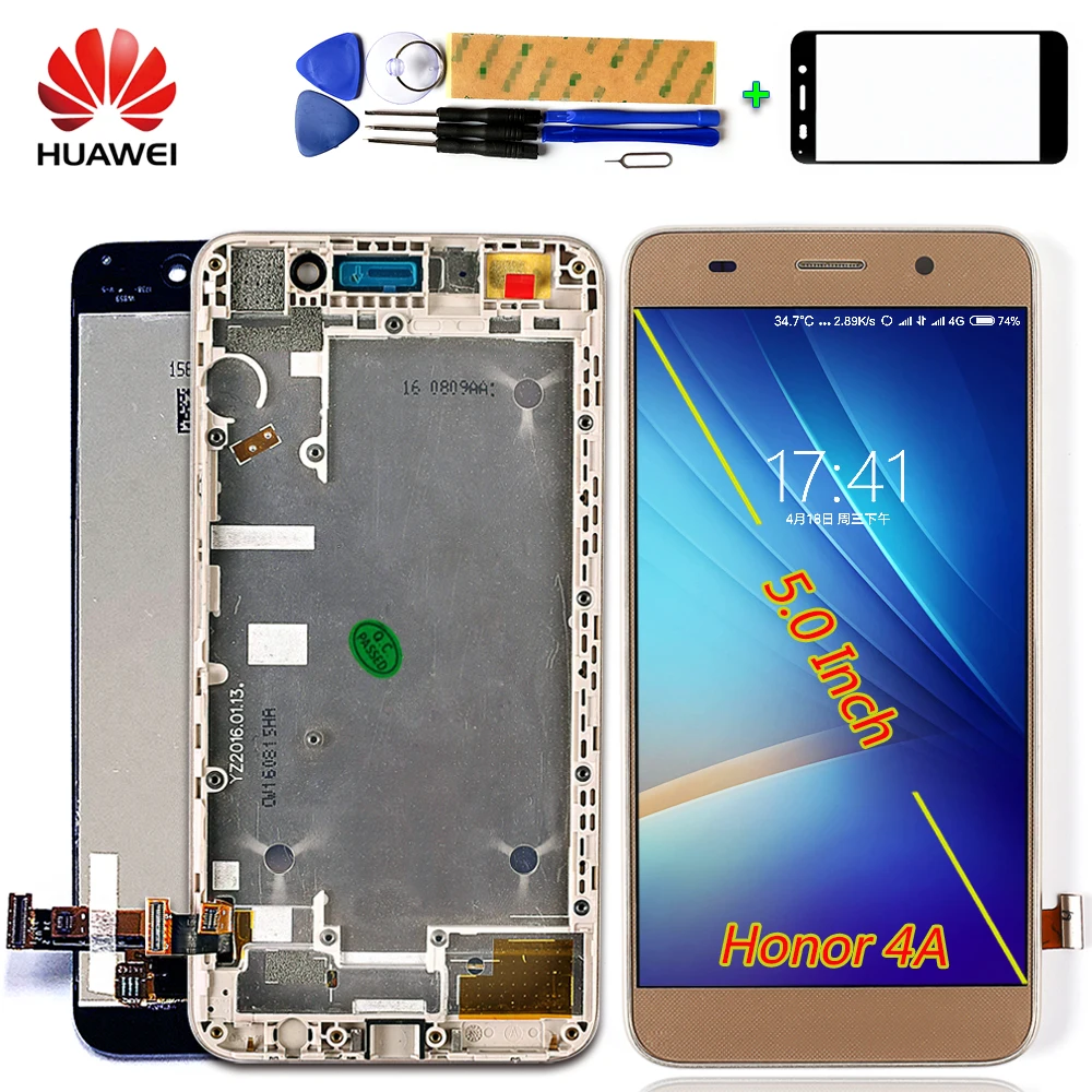 Huawei Honor 4A 5,0 дюймов ЖК-дисплей дисплей huawei Y6 SCL-L01 SCL-L21 SCL-L04 кодирующий преобразователь сенсорного экрана в сборе рамка с бесплатными инструментами