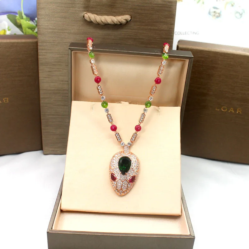 

High Quality Brand New Rosy Snake Pendant Elegant Women Necklace