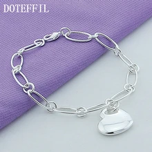 Classic Jewelry Bracelet Silver Heart Shaped Chain Bracelet Wild Style Fashion For Women Bracelet Factory Price classic heart pattern bracelet for women