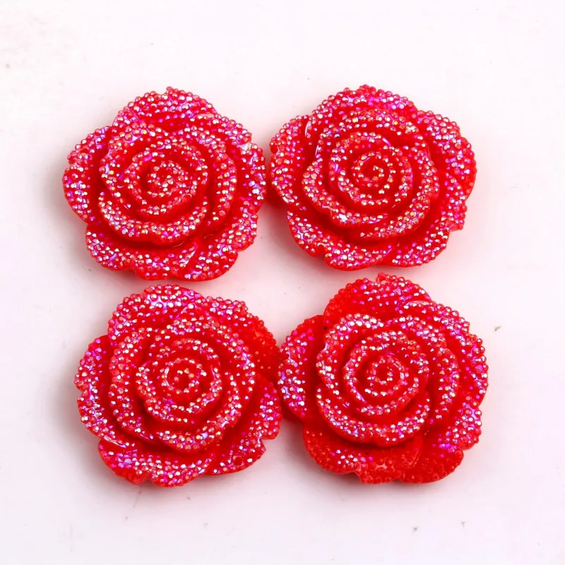 OYKZA высокое качество Цвет Фул цвет 42 мм массивная смола подвеска в виде цветка со стразами 50 шт много для массивное ожерелье, украшение - Окраска металла: red