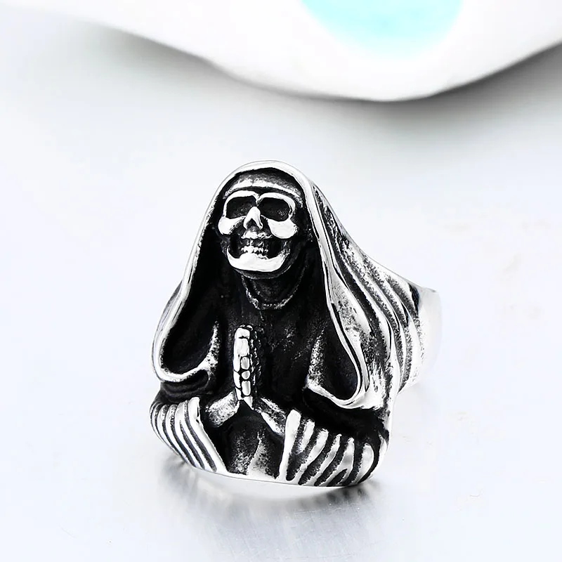 

BEIER Punk Rock stainless steel Witch ring Vintage style Skull finger jewelry for man Halloween Gift Accessories BR8-583