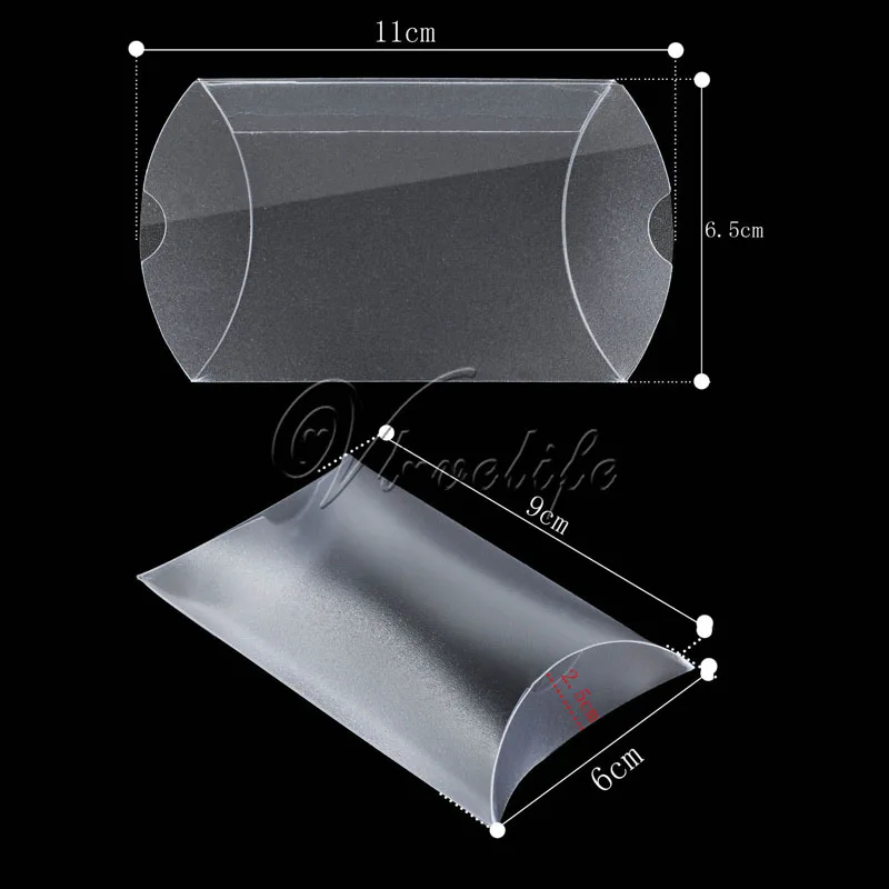 60 шт./лот, стиль, форма подушки, милая коробка для сладостей, упаковка, Подарочная коробка для свадебной вечеринки, Декор, матовая/Прозрачная ПВХ