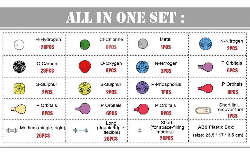 178 шт химия, молекулярная модель, набор моделей для органической и неорганической химическая молекула, модель моделирования, Строительный набор для студентов