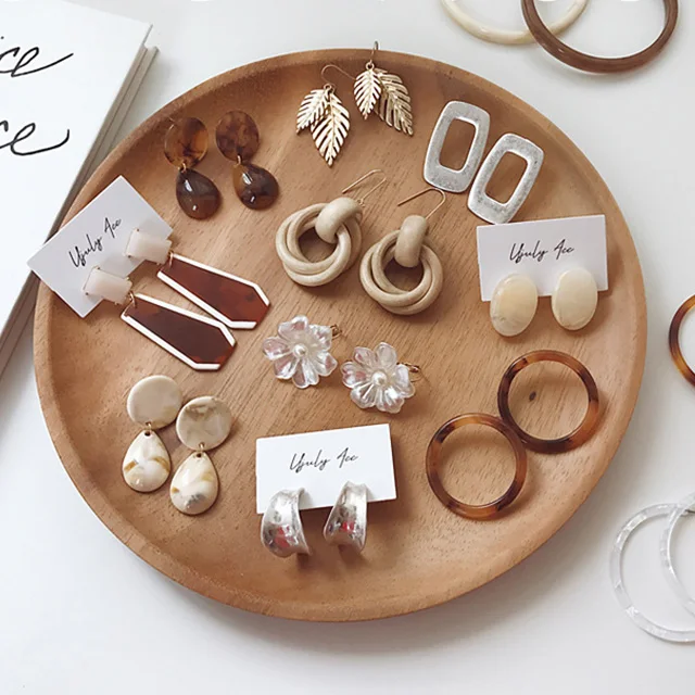 

Sale 1Pair New Arrival Korean Vintage Resin Acrylic Marble Texture Waterdrop Dangle Earrings For Women girls