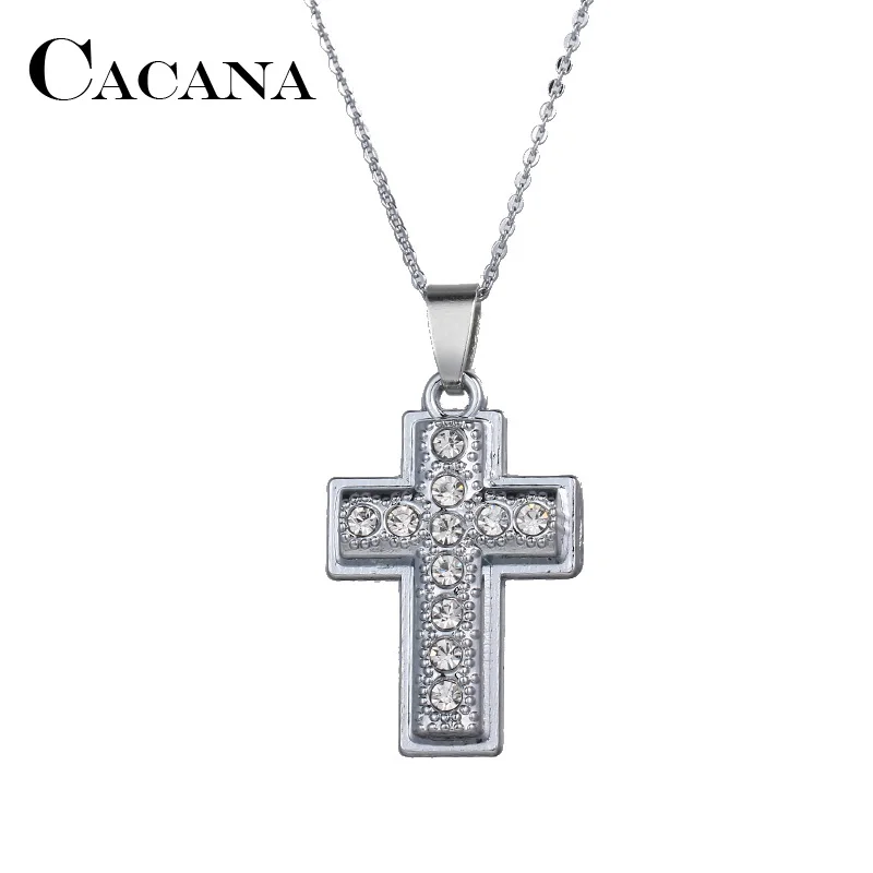 CACANA 2018 New Fashion Silver Cross Necklaces & Pendants Collares For Women Men Mujer Accessories Jewelry