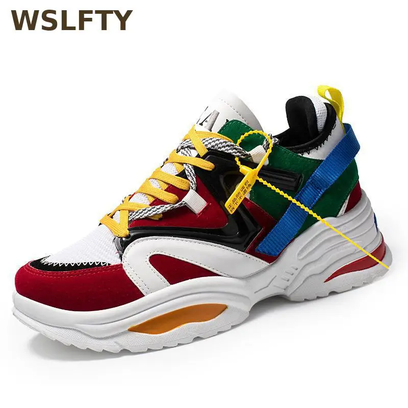 

2019 Red Green Thick Bottom White Platform Shoes Women Sneakers Suede Leather Spring Fashion Ladies Casual Shoes Basket Femme