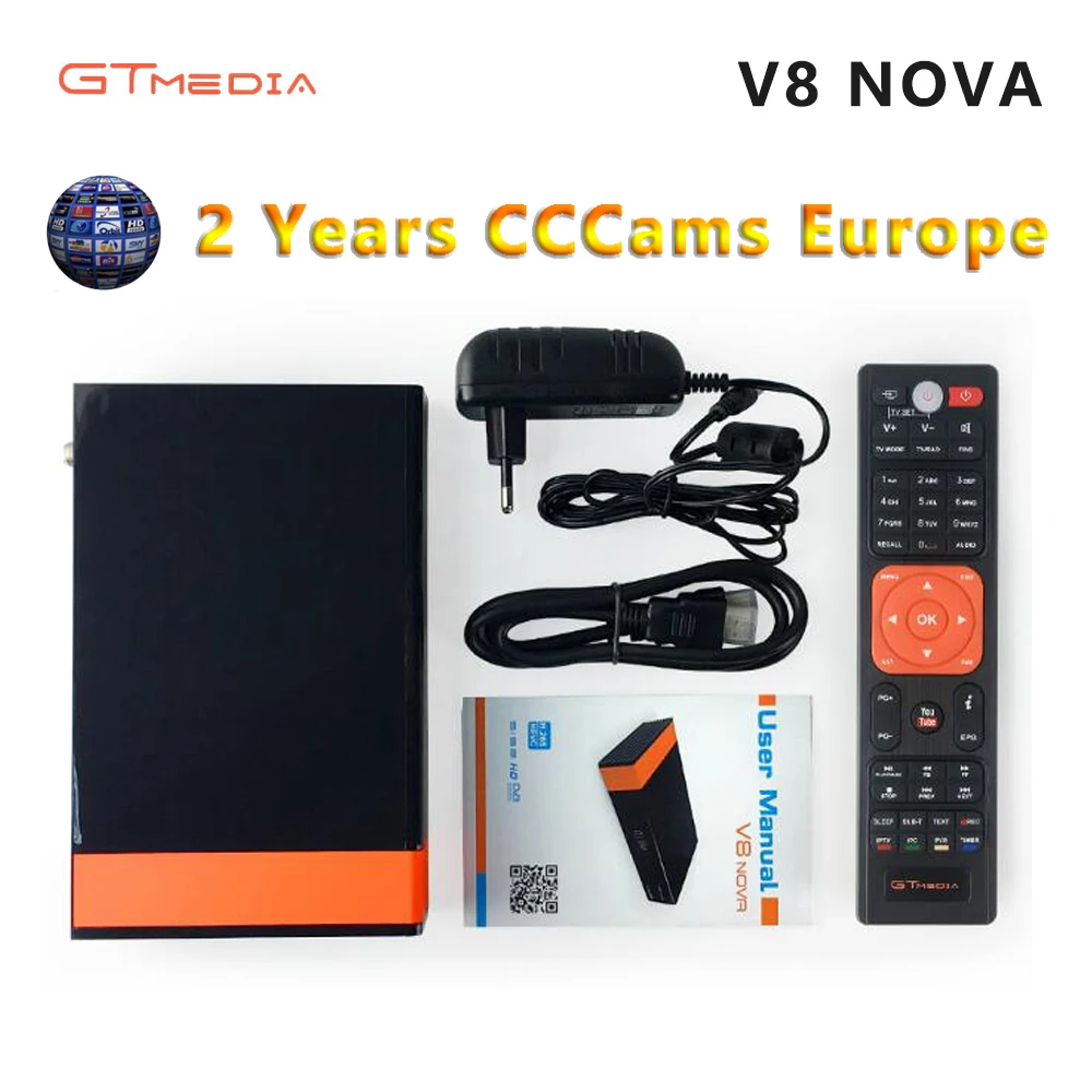 GTmedia V8 Nova спутниковый ТВ приемник с 2 лет CCCam ИСПАНИЯ 8 cline LAN встроенный WiFi Поддержка Scart Powervu H265 приемник