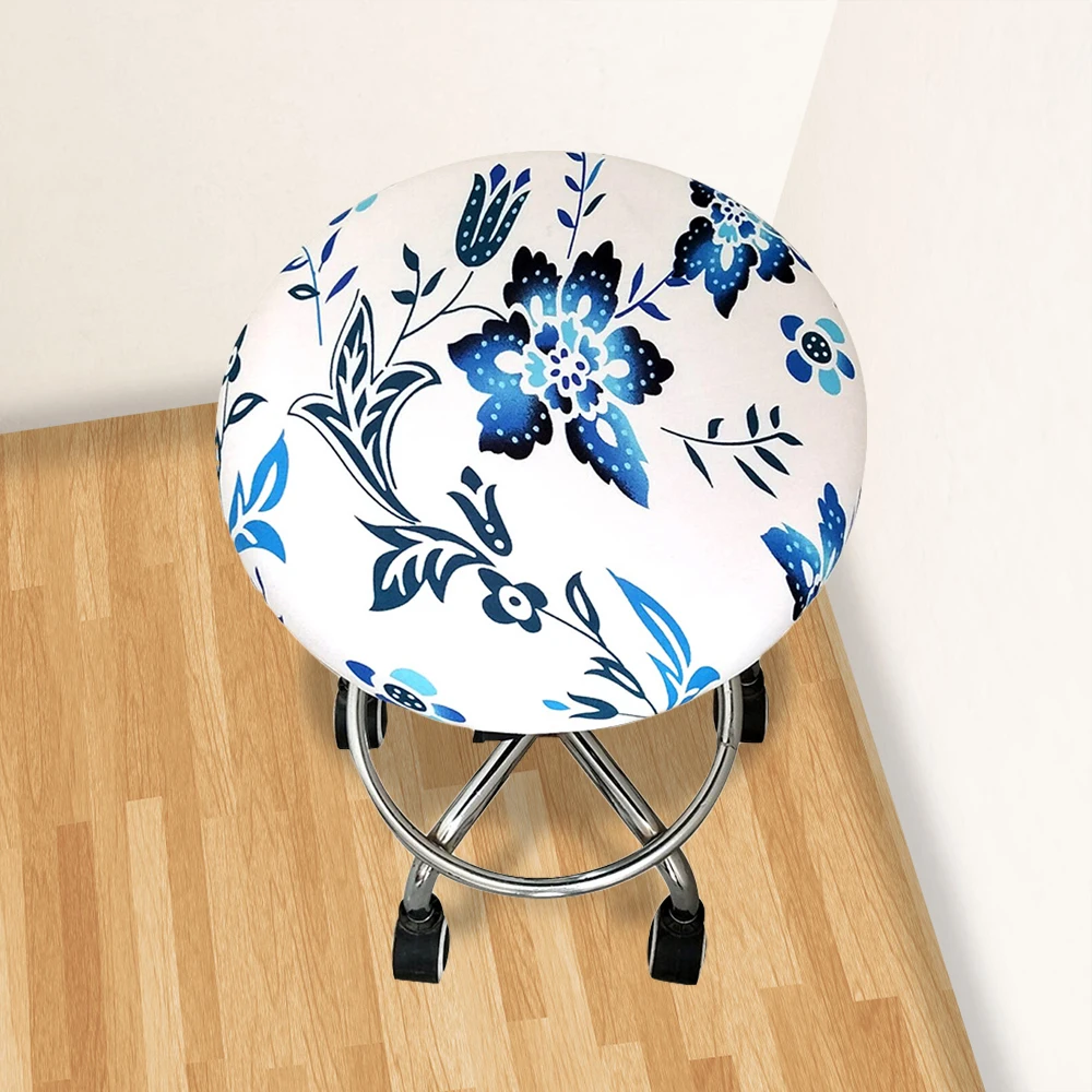 

2019 Elastic Seat Cover Round Chair Cover Bar Stool Cover Home Chair Slipcover Round Chair Bar Stool Floral Printed