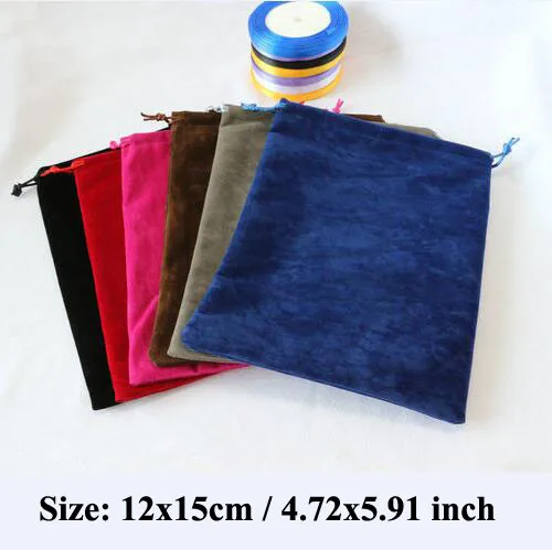 12x15 cm DOUBLE Sided Drawstring Velvet Bags For Jewellery Jewelry Pouches Christmas Packaging Gift Bag With Flannel Ribbon | Украшения и